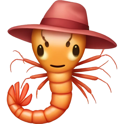 Shrimp with hat emoji