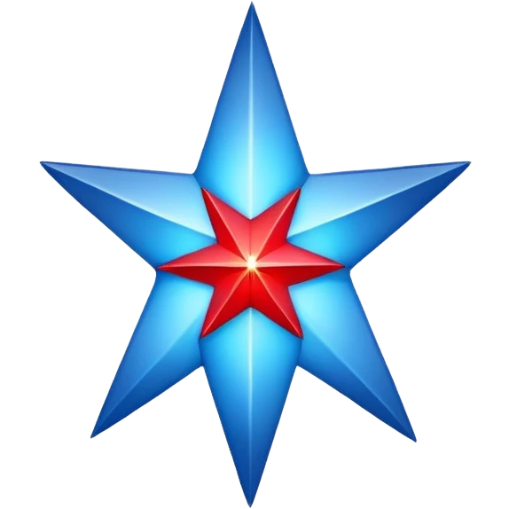 Blue morning star with red core, space navigation symbol emoji