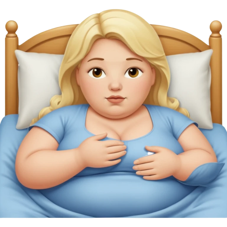 Obese blonde laying bed   emoji