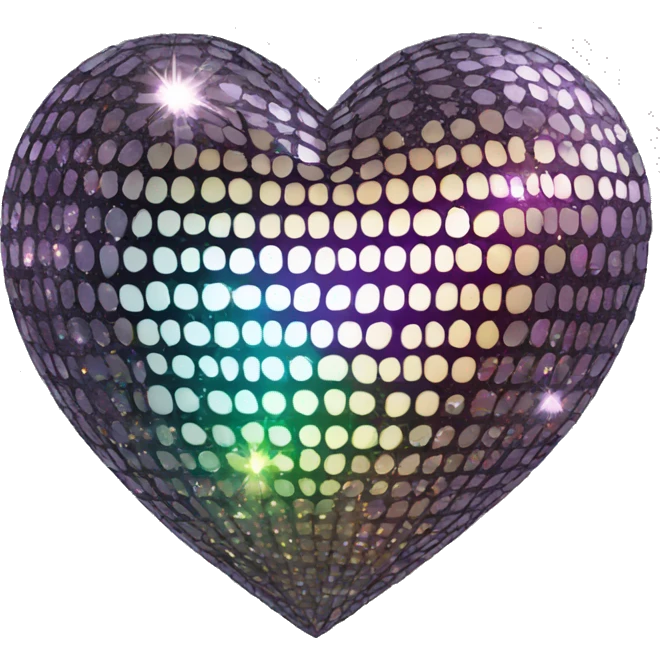 Glitter mirrorball heart emoji