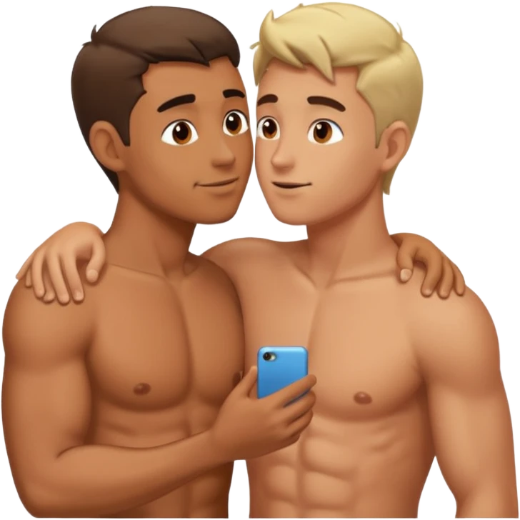 2 shirtless men making out emoji