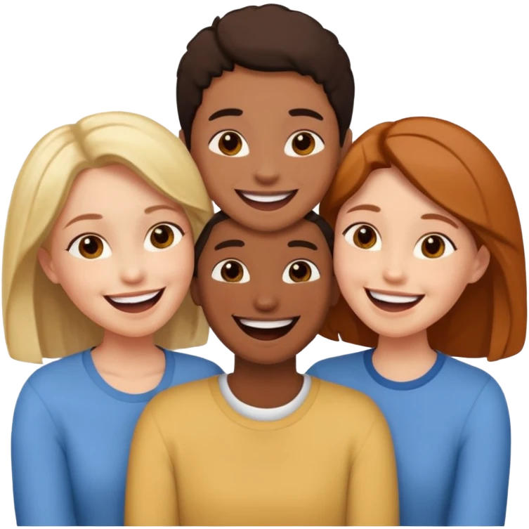 Three friends talking and looking each other emoji