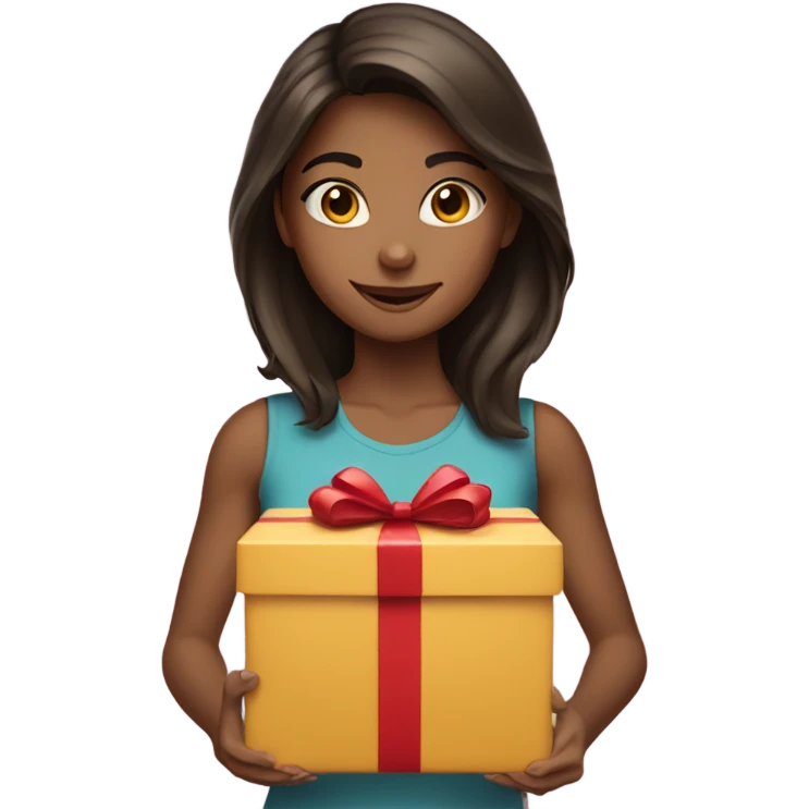 Brunette girl giving gifts emoji