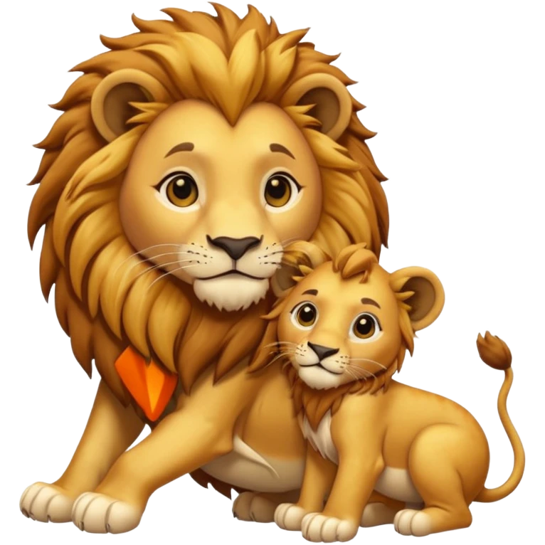 lion with a  cub playing emoji