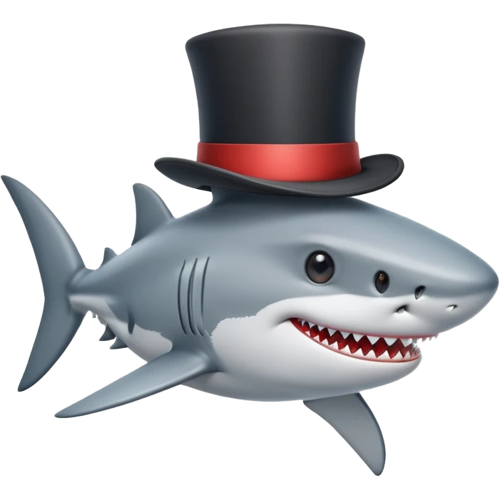 Shark with a top hat emoji