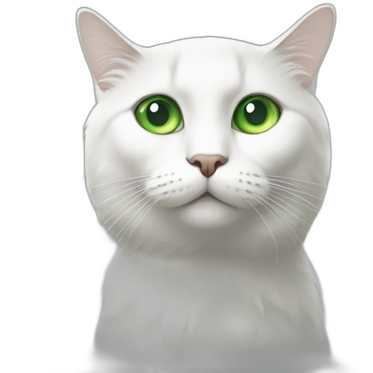 Chat poil long noir et blanc yeux vert emoji