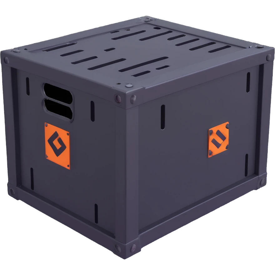 industrial crate, heavy metal with bolts and vents emoji