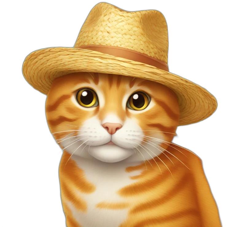 Orange cat with straw hat emoji