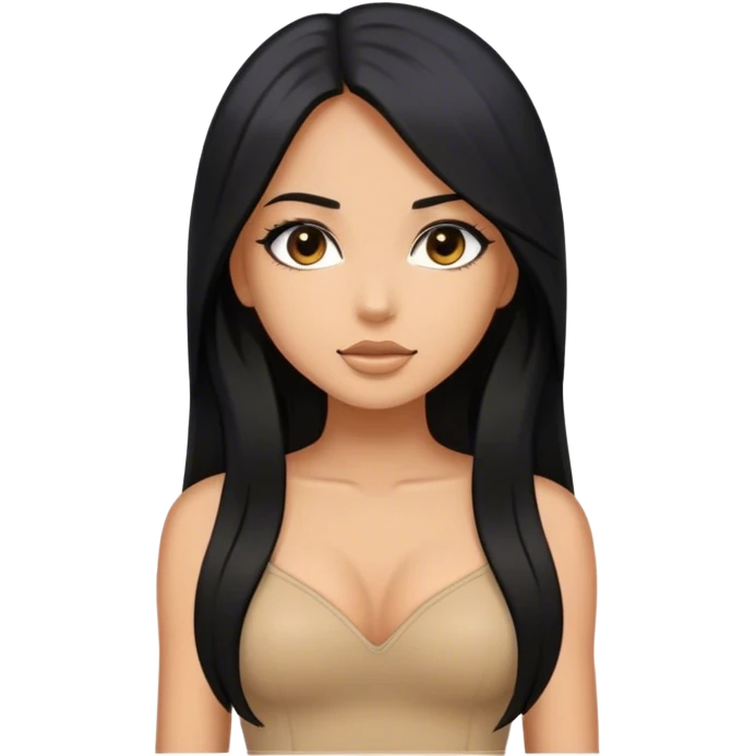 Tan girl with black long hair and hot outfit emoji