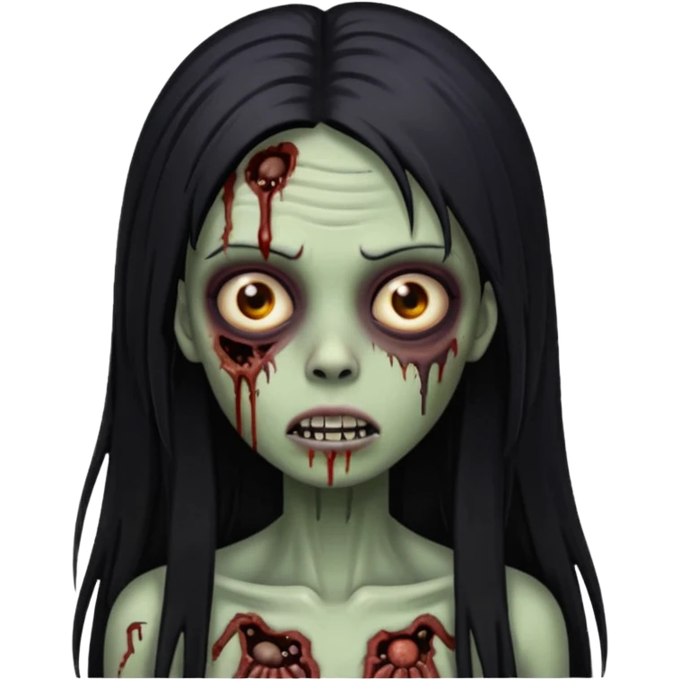 garota zumbi negra cabelo longo e liso preto emoji