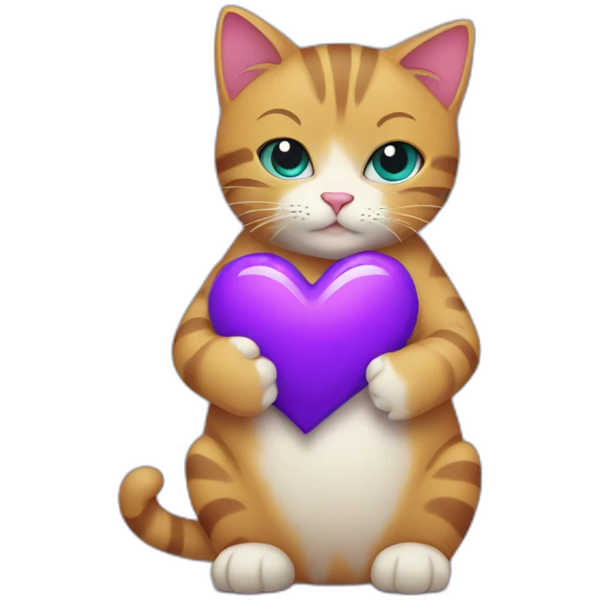 A cat hugging a purple heart  emoji