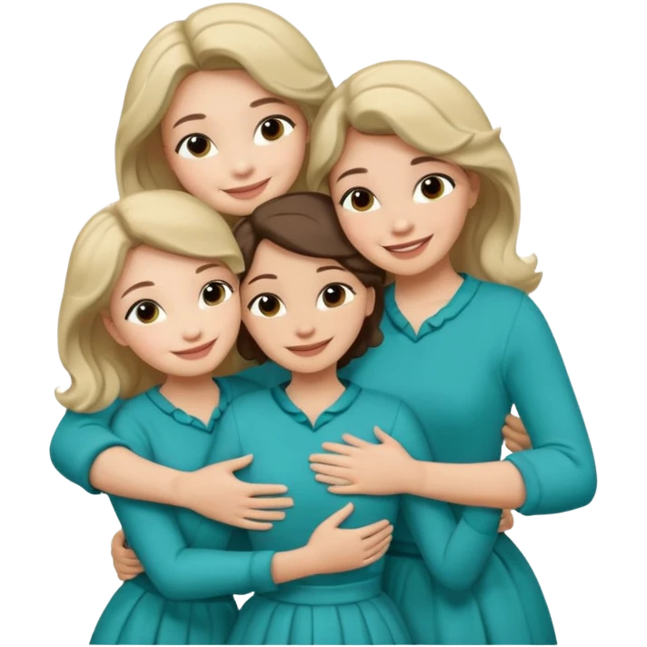 Teal group hug with Belles wording emoji
