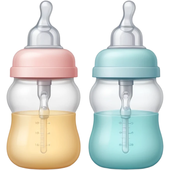 two baby bottle nipples, soft silicone, side by side, rounded bulbs, wide bases, pastel or neutral colors, smooth and slightly translucent, soft lighting, subtle shadows, no bottle or packaging emoji