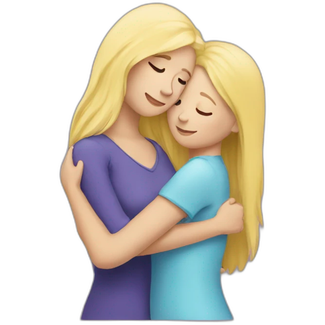 The woman blonde hugs the girl emoji