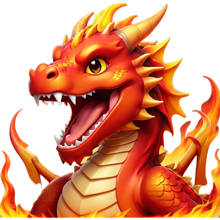 Cinematic Cute Yawning Fierce Fire Dragon Portrait Emoji, Head tilted slightly with a dramatic, wide-open yawn, revealing a fearsome yet endearing scaled visage bathed in searing reds and oranges, with gentle flames licking around its open mouth; rendered with realistic detail and flickering natural light, high shine, relaxed yet fierce, styled with a dash of smoldering charm, soft glowing outline, capturing the essence of a sleepy but spirited inferno ready to unleash a tender blaze of warmth! emoji