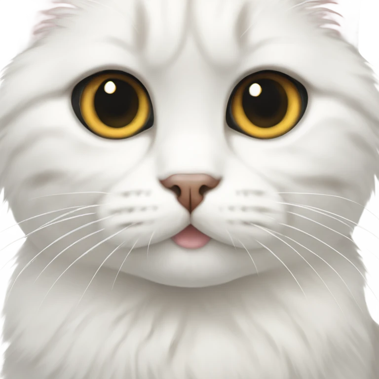 White cat long hair Scottish fold emoji