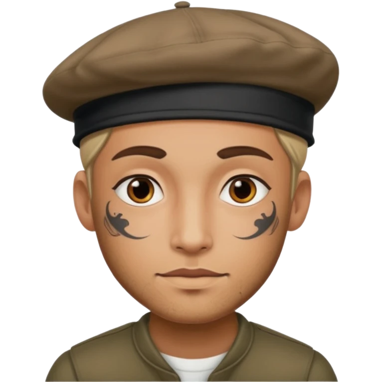 man with tattooed faces wearing berets emoji