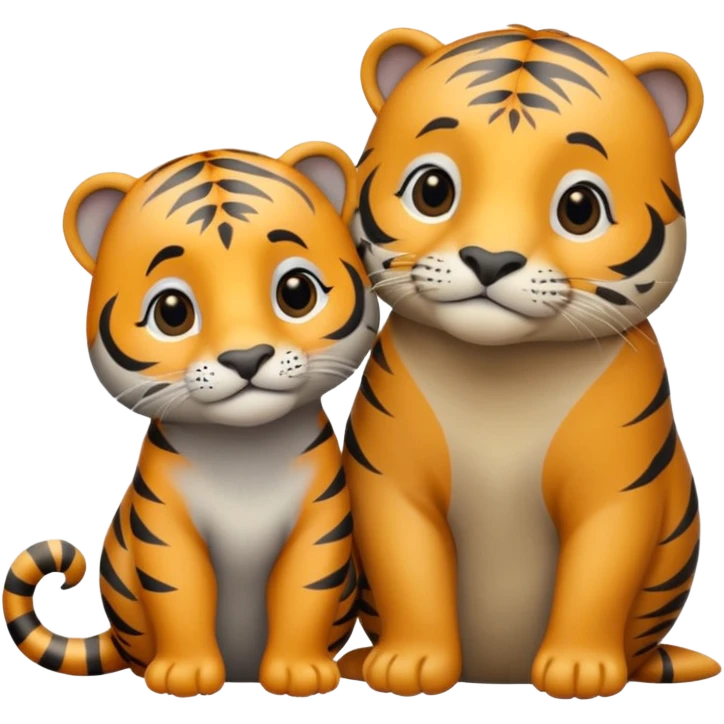 tiger and a little grey sea lion in love emoji