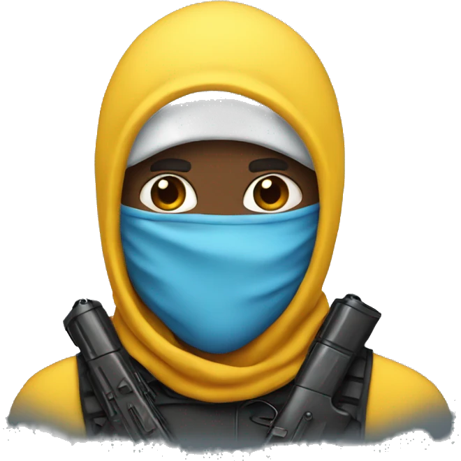 Guy wearing a balaclava with a water gun emoji