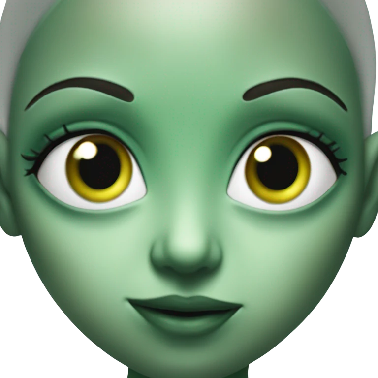 Photo realistic, alien female green emoji