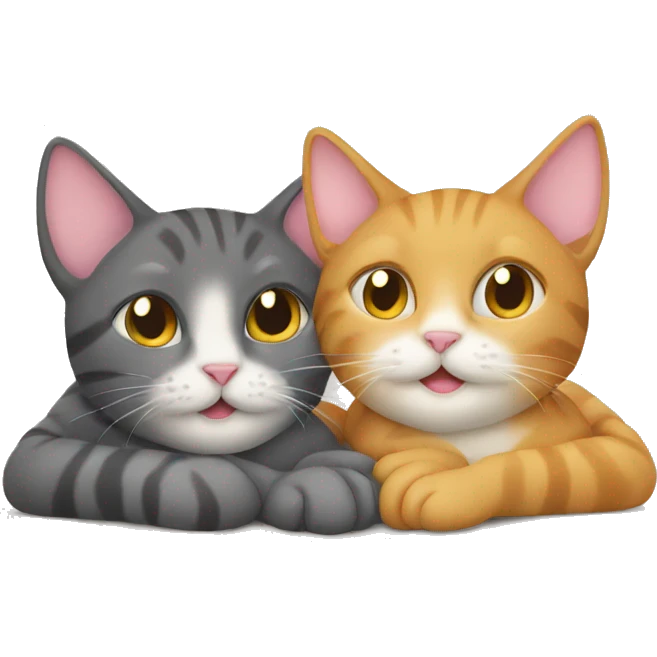 Two cats are cuddling  emoji