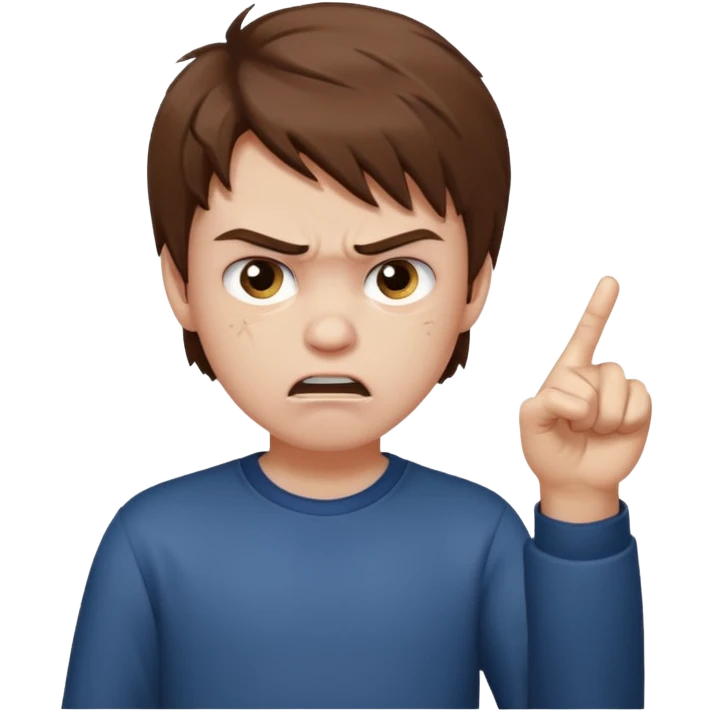 angry young boy pointing fingure at his own face emoji