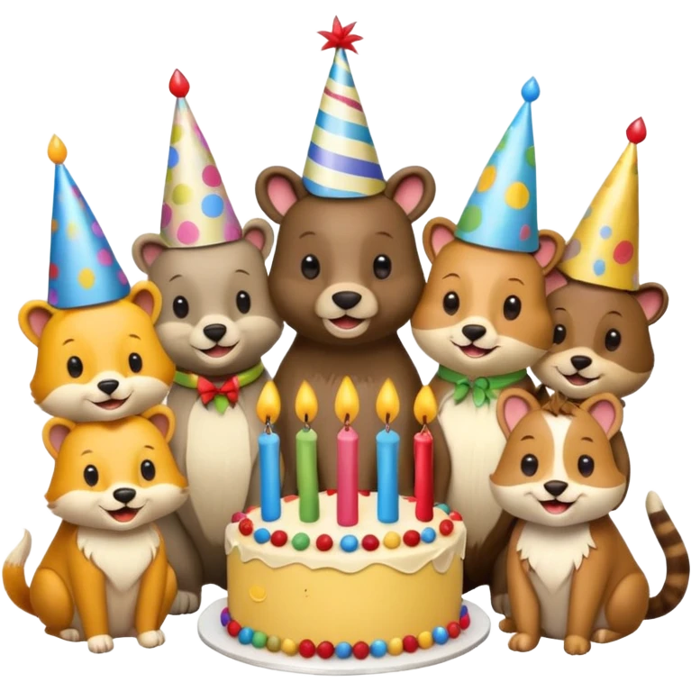 des animaux fêtent un anniversaire emoji