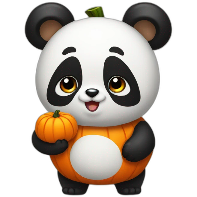 panda wearing a pumpkin costume emoji