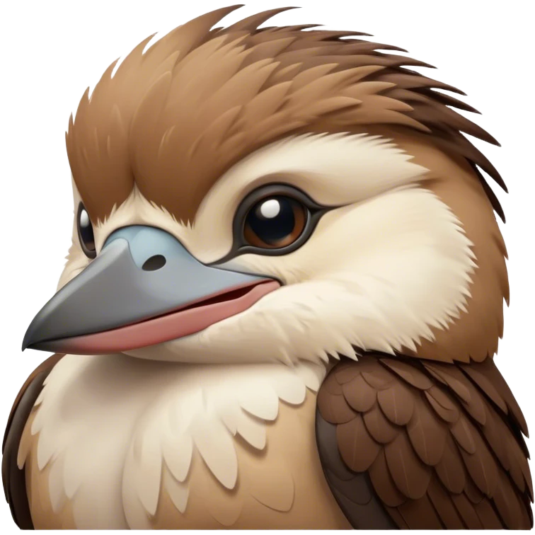 Meme-Worthy Cute Sleeping Kookaburra Portrait Emoji, Head resting peacefully with a contented smile, showcasing a stout build and a luxuriously soft brown plumage, eyes shut in a serene, restful doze, Simplified yet hilariously adorable features, highly detailed, glowing with a soft, drowsy light, high shine, relaxed and utterly lovable, stylized with an air of playful laziness, bright and heartwarming, soft glowing outline, capturing the essence of a comically sleepy kookaburra, so meme‐worthy it feels like it could instantly become the next viral sensation of adorable slumber! emoji
