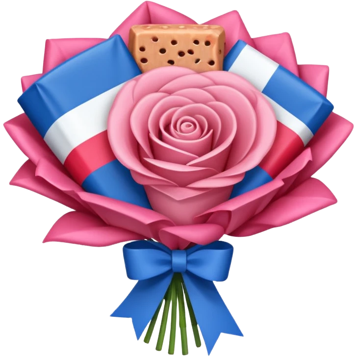 SPAM MEAT rose bouquet wrapped in french flag bow emoji