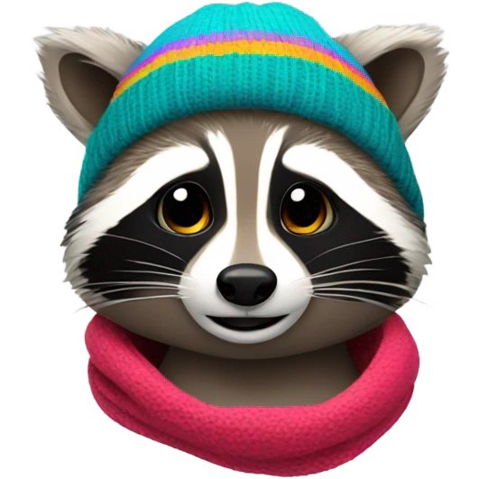 Raccoon with beanie emoji