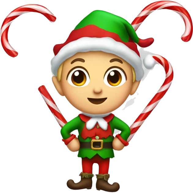 Christmas elf with candy canes emoji