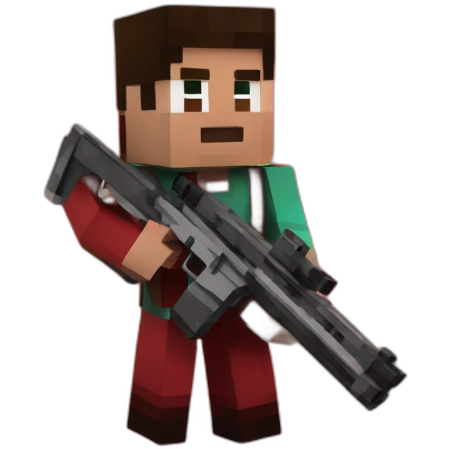 Man minecraft with gun and red background emoji