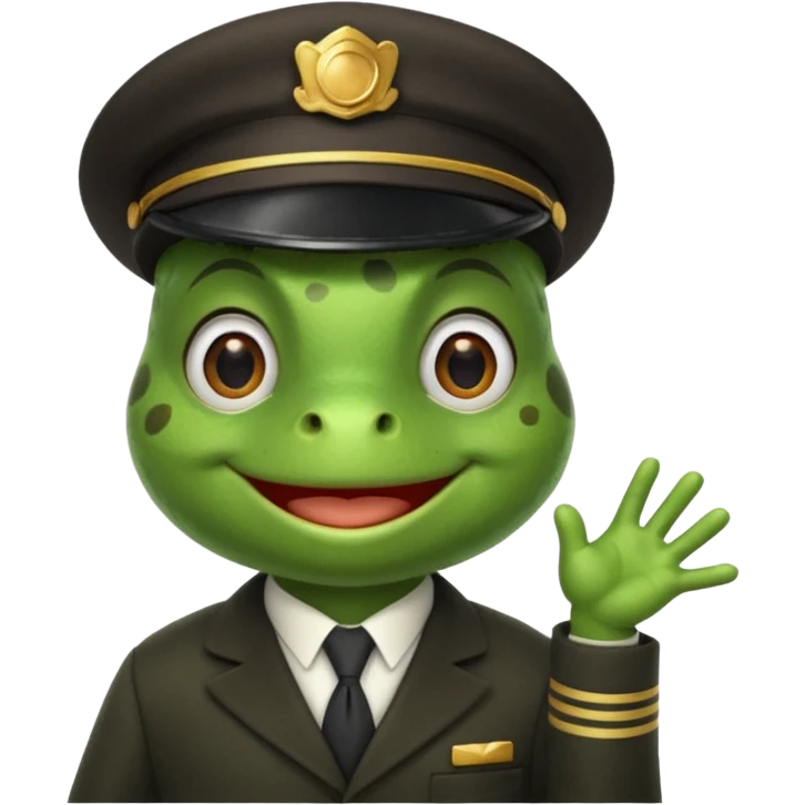 Frog train conductor emoji