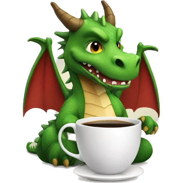 Dragon with a cup of coffee  emoji