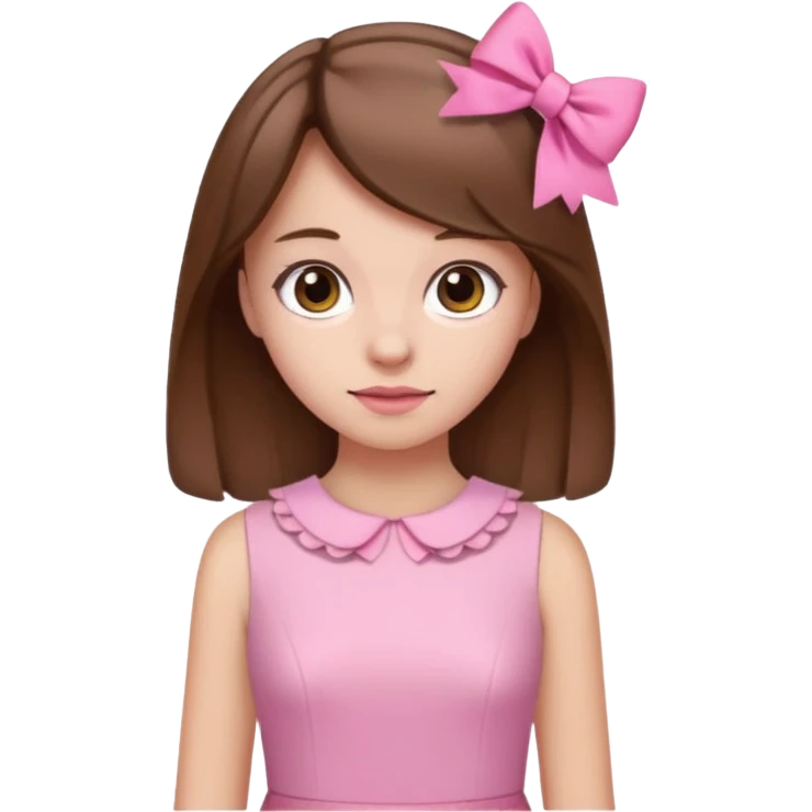 a girl with brown hair and a pink bow, wearing a pink dress emoji