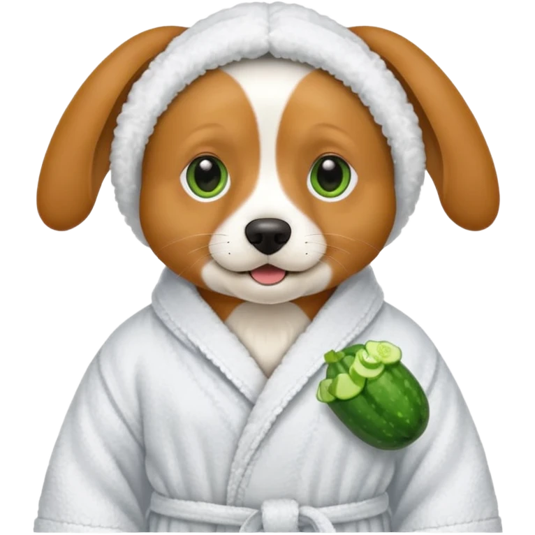 Hund im bademantel mit gurken auf den augen emoji