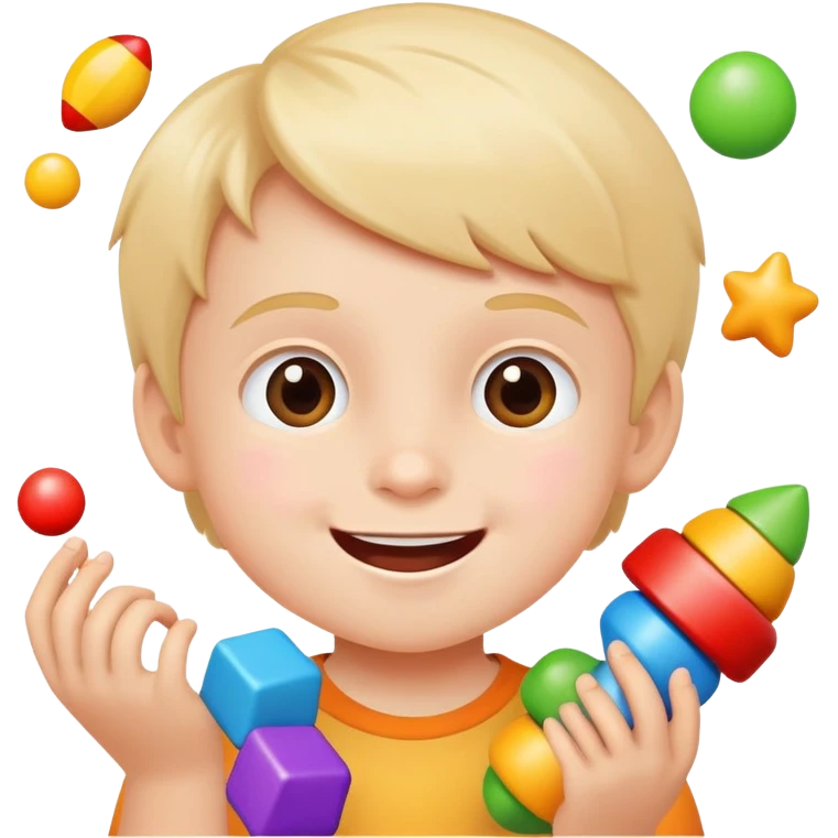 Happy kid playing with toys emoji