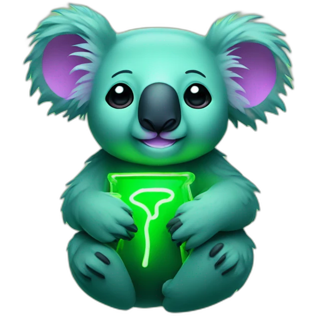 green Neon sign of koala emoji