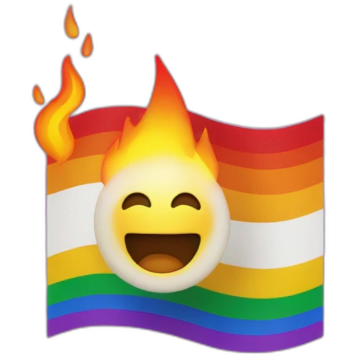 lgbt flag with fire background emoji