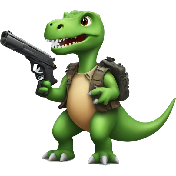 Dinosaur with a gun emoji