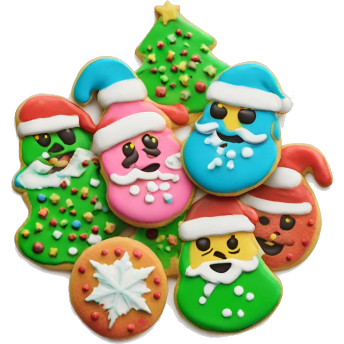 Colorful frosted Christmas cookies on a round plate emoji