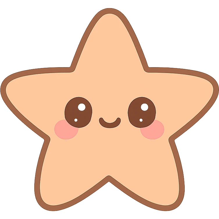 cute starfish, happy, small cheeks, bright colors emoji