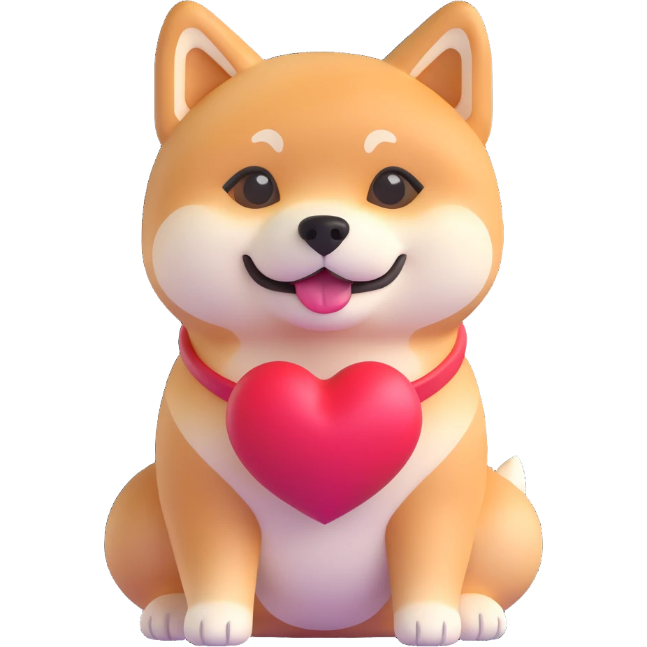 shiba inu, in love emoji