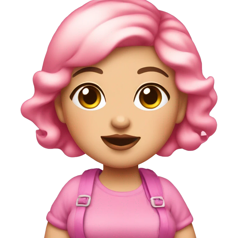 pink cute chubby cheeky girl that loves fashion and everything nice that can be use as a logo emoji