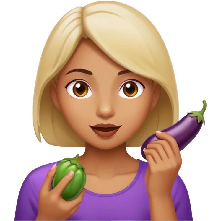 Girl eating eggplant emoji