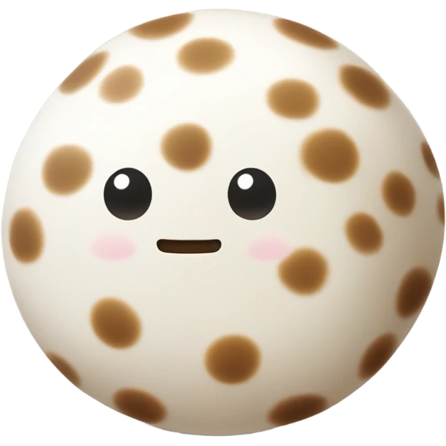 with white and brown spotted mochi and

 emoji