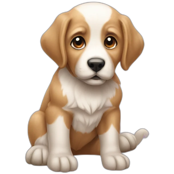 Un petit chien sur un ours emoji