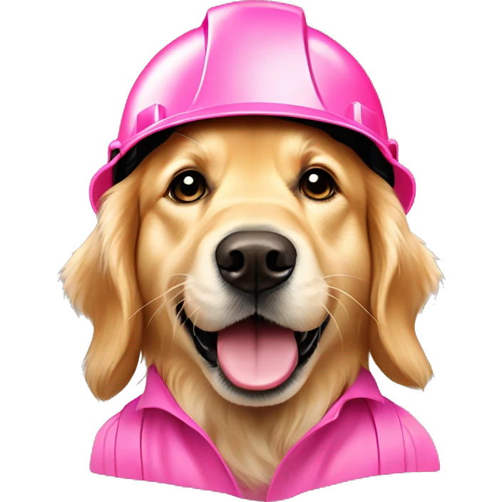Golden Retriever with pink hard hat that is 48x48 emoji