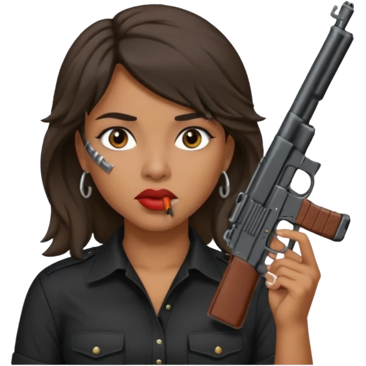 latina with mullet putting gun in her mouth emoji